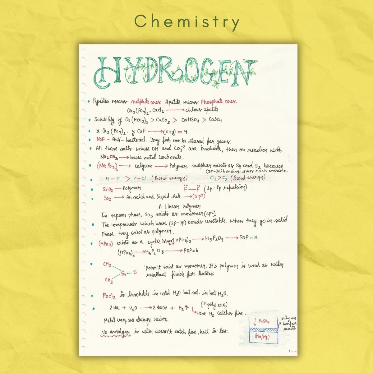 inorganic chemistry notes jee neet hydrogen