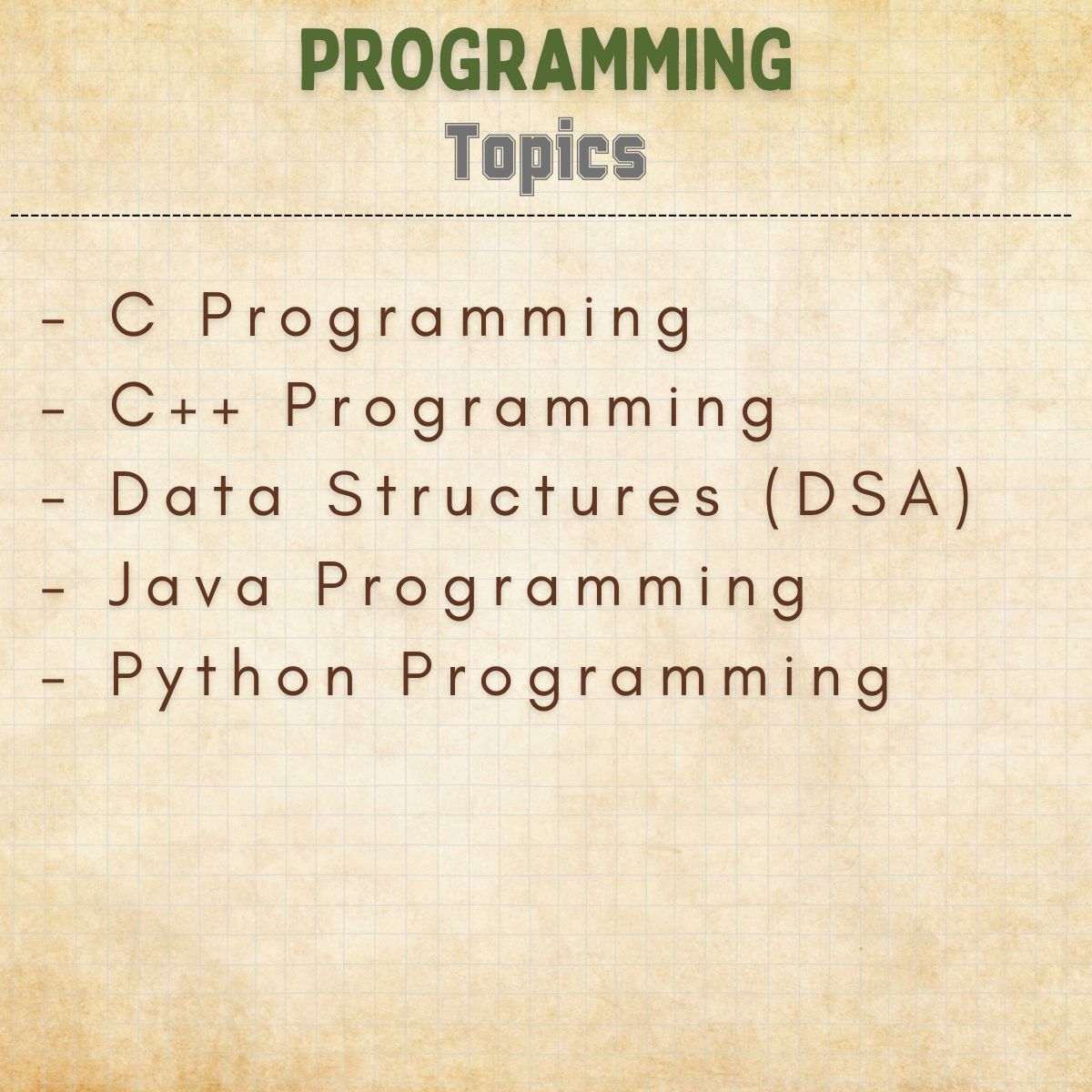 programming handwritten study notes bundle topics index for computer science and IT students for exam preparation