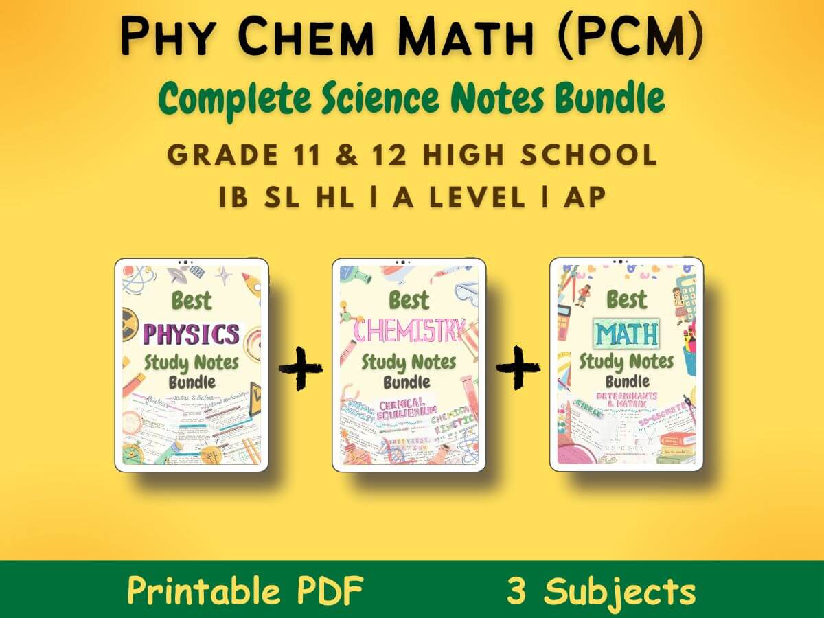 Physics Chemistry Math (PCM) Bundle | Aesthetic Study Notes | for HSC ...