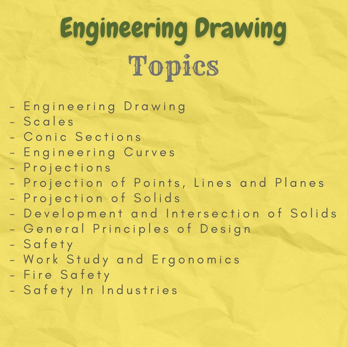 engineering drawing topics index