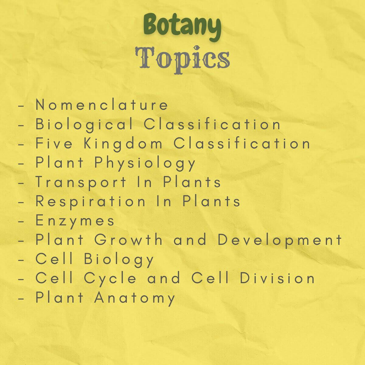 botany biology study notes index topics