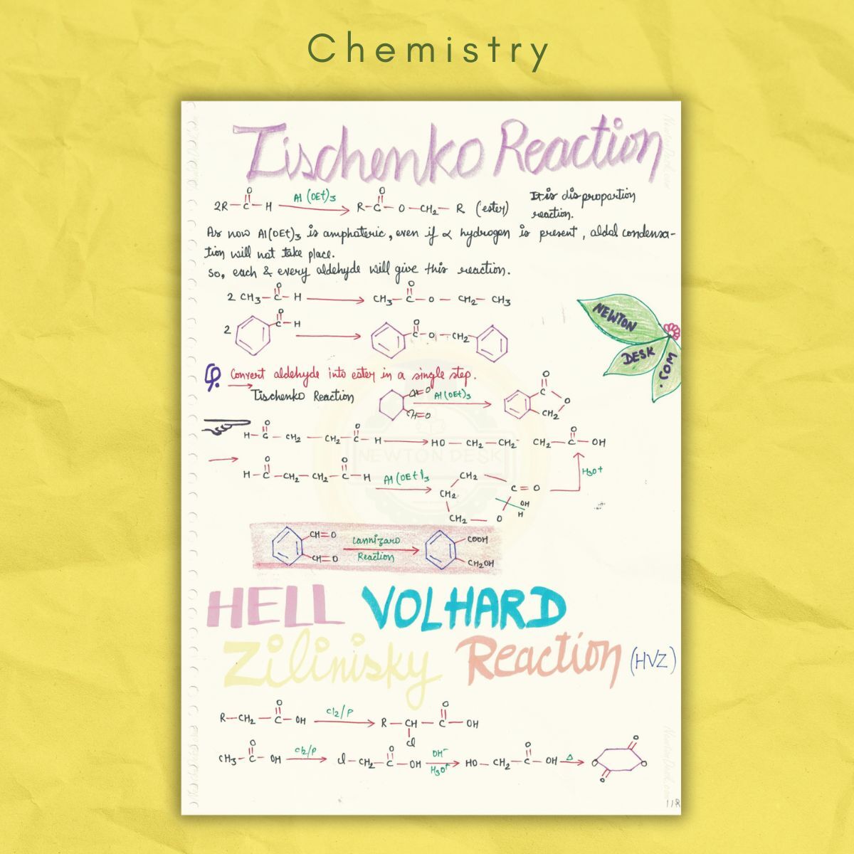 chemistry notes tischenko hell volhard zilinisky reaction
