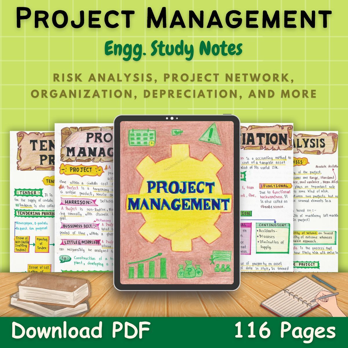 project management handwritten notes pdf first front cover green page