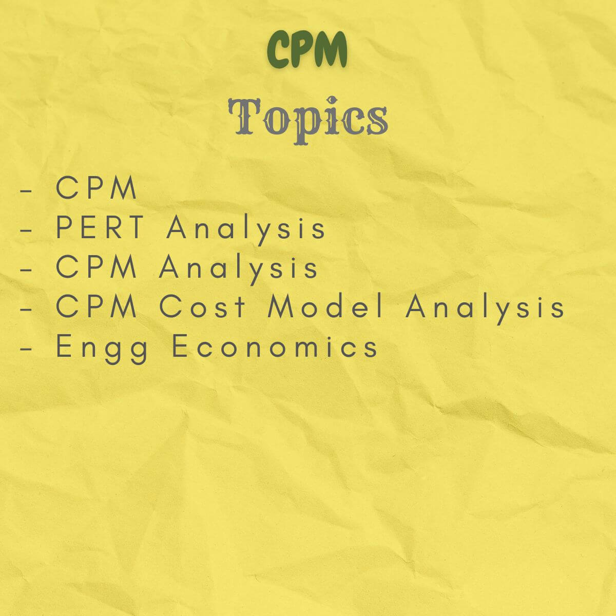 cpm notes topics index