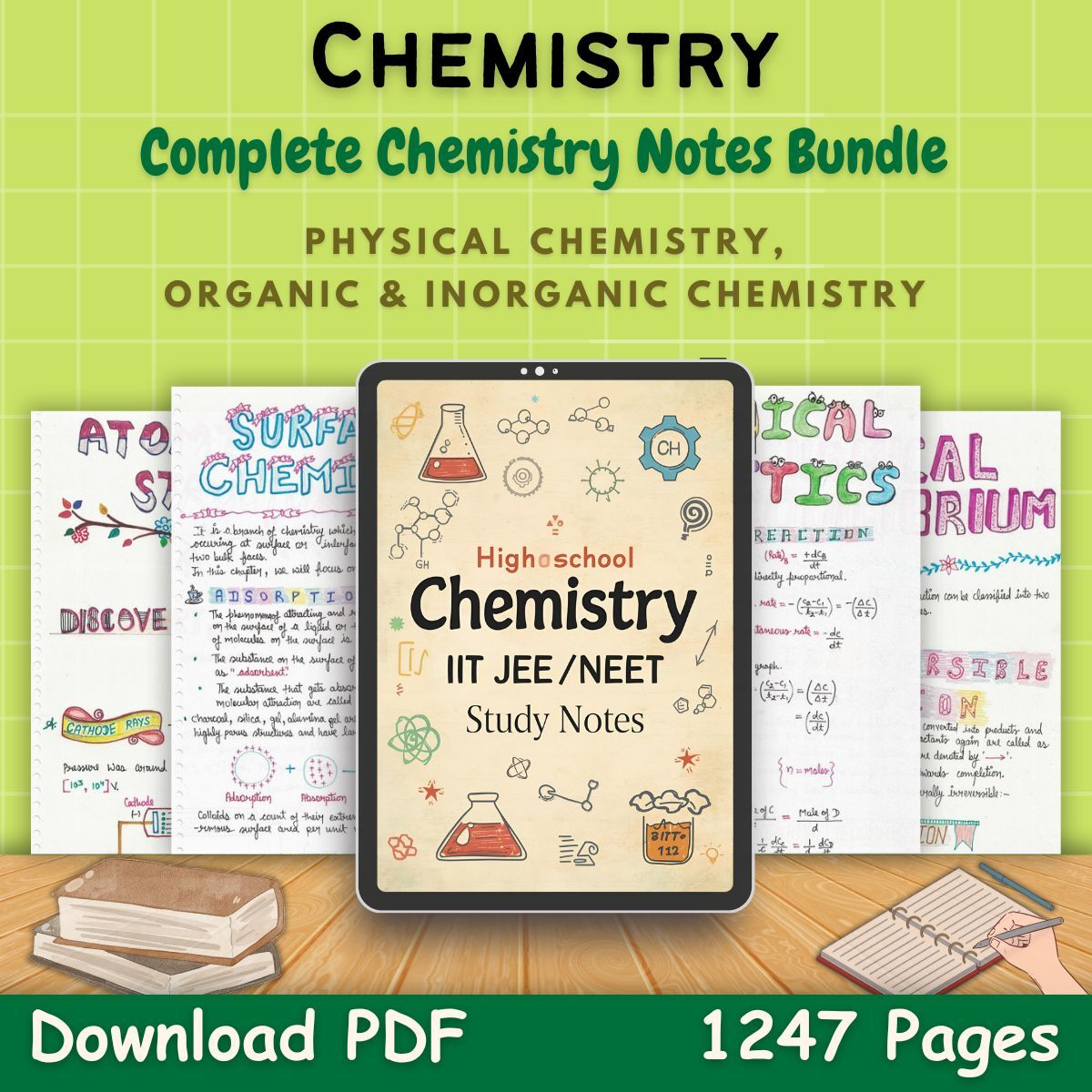 chemistry handwritten study notes pdf first front cover green page