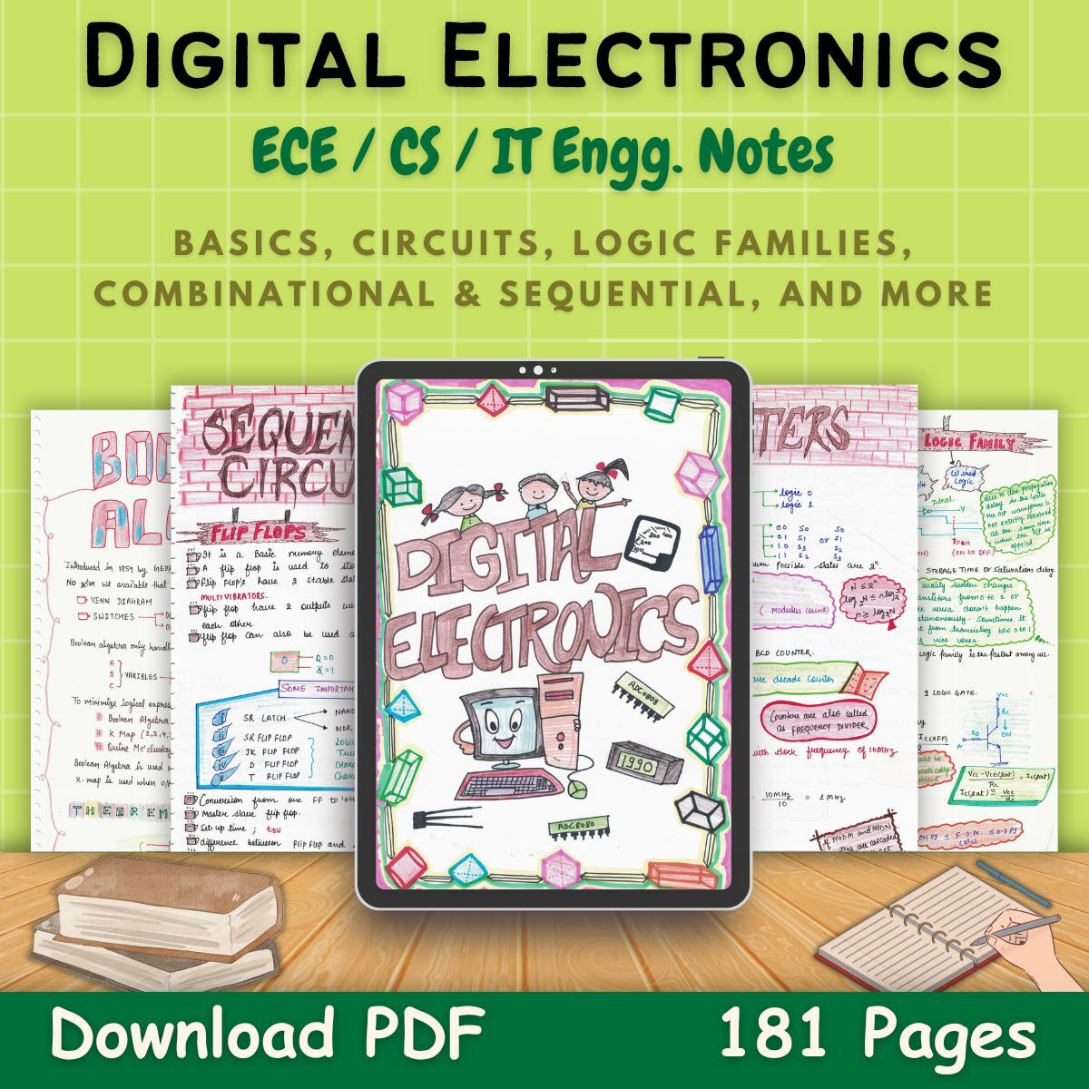 digital electronics handwritten notes pdf electronics green first front cover page