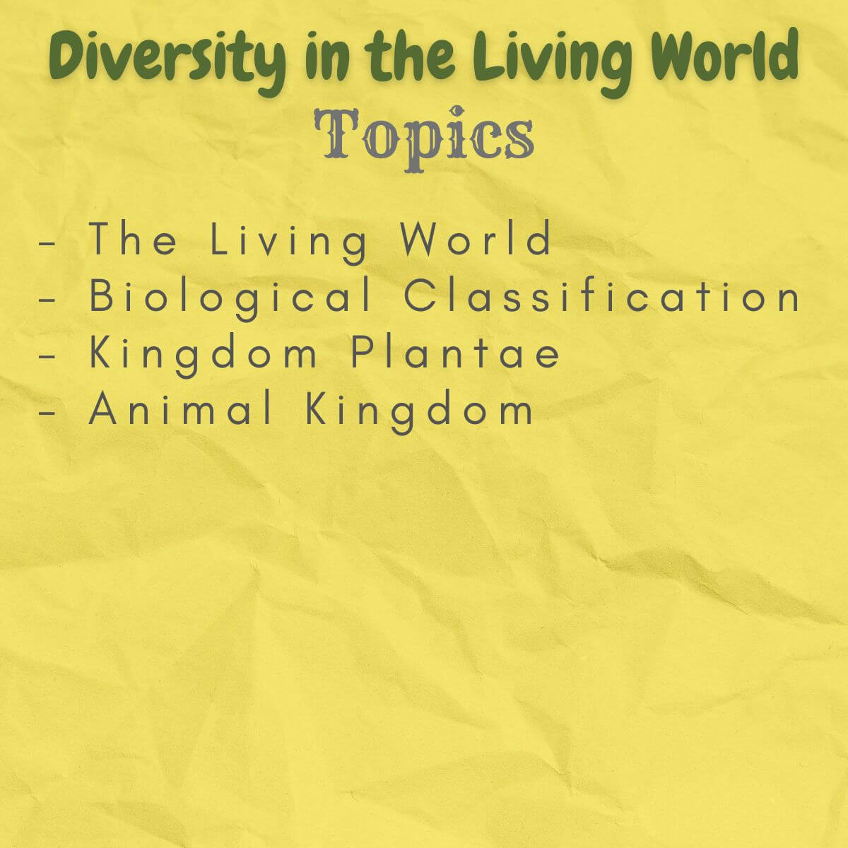 diversity in the living world biology 11 topics index