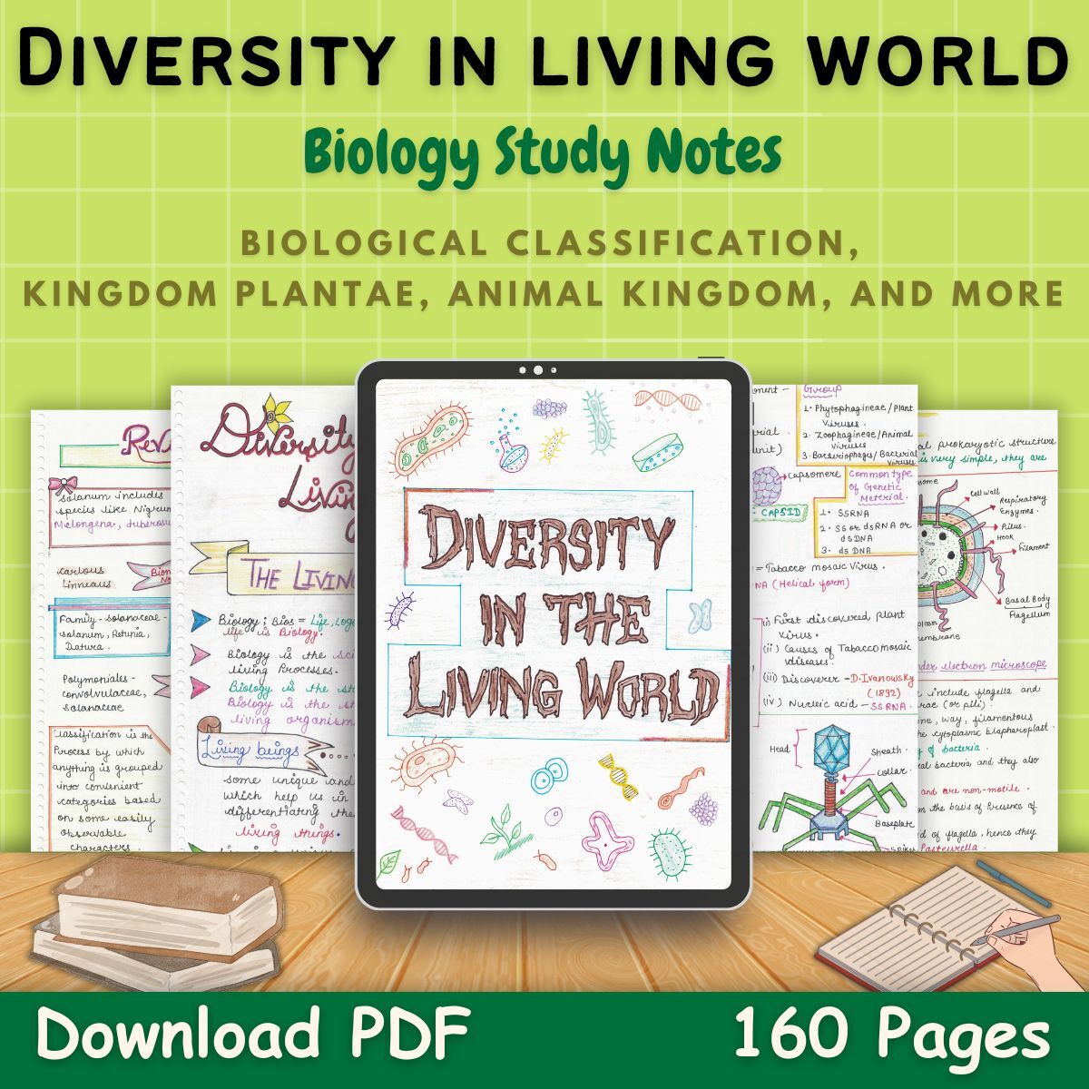diversity in the living world biology grade 11 Study Notes in green