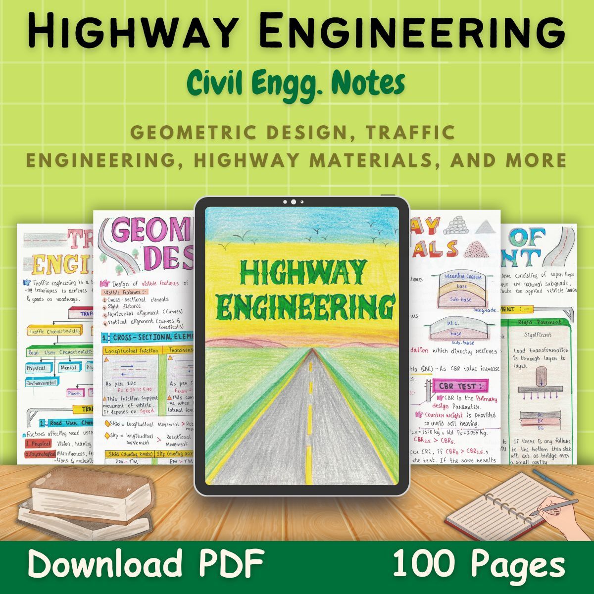 highway engineering civil handwritten notes pdf first front cover