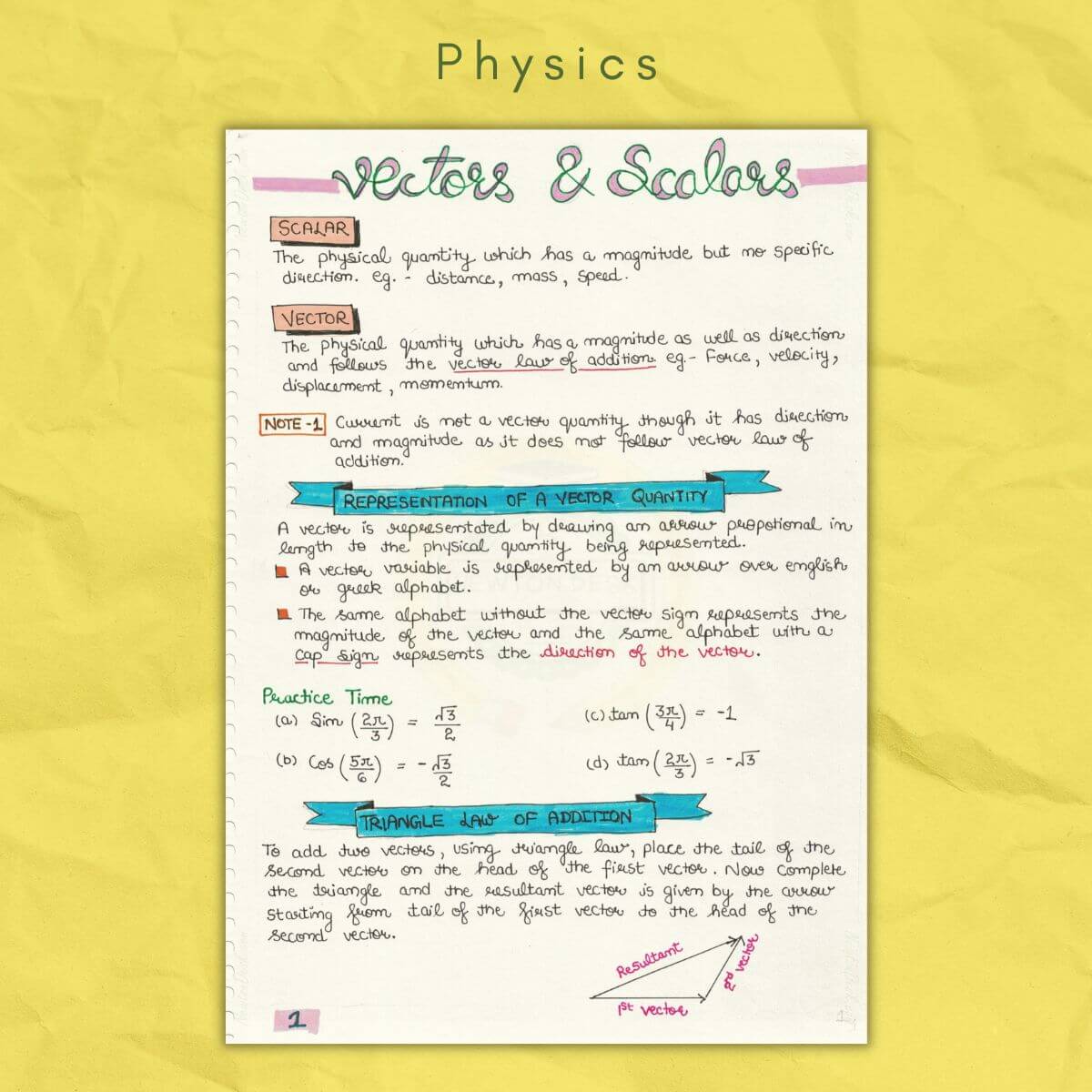physics notes vectors and scalers