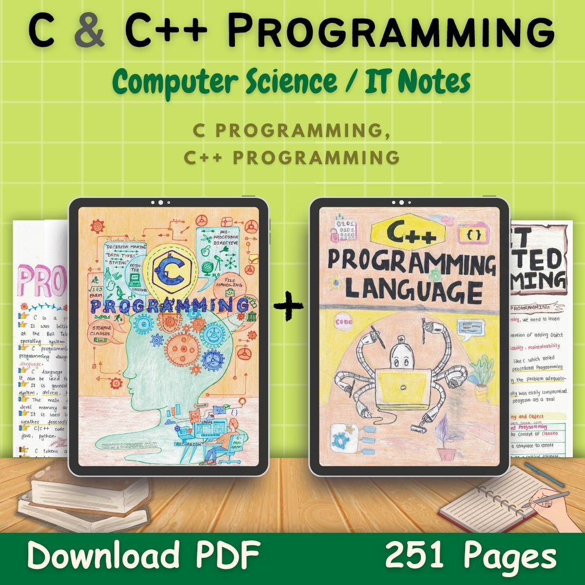 c and cpp programming notes pdf first front cover green page
