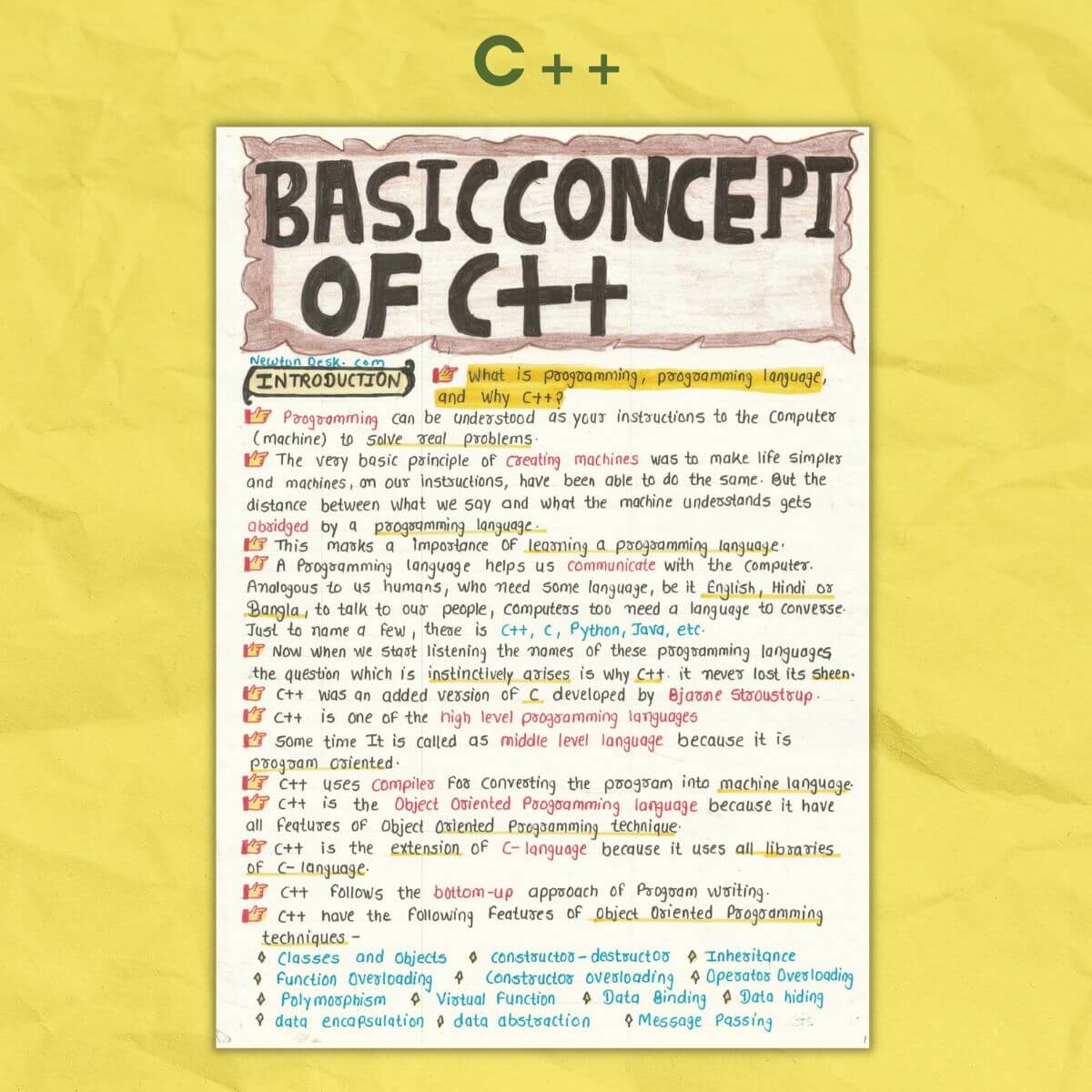 c++ cpp oops notes sample basic concept