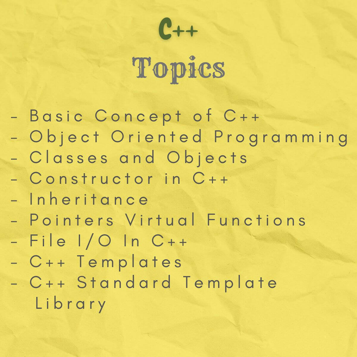 c++ indexcpp oops topics
