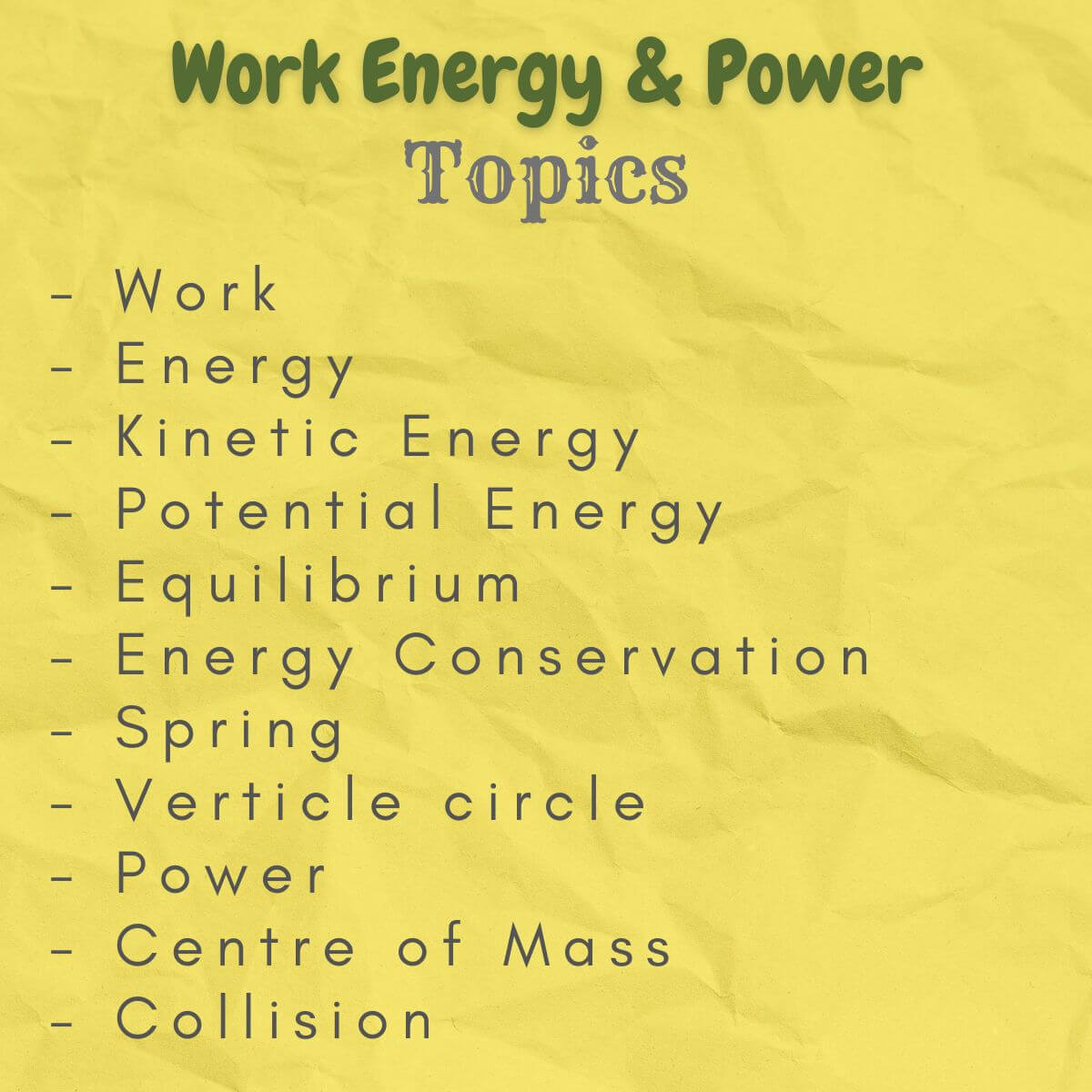 work energy power class grade 11 physics topics index