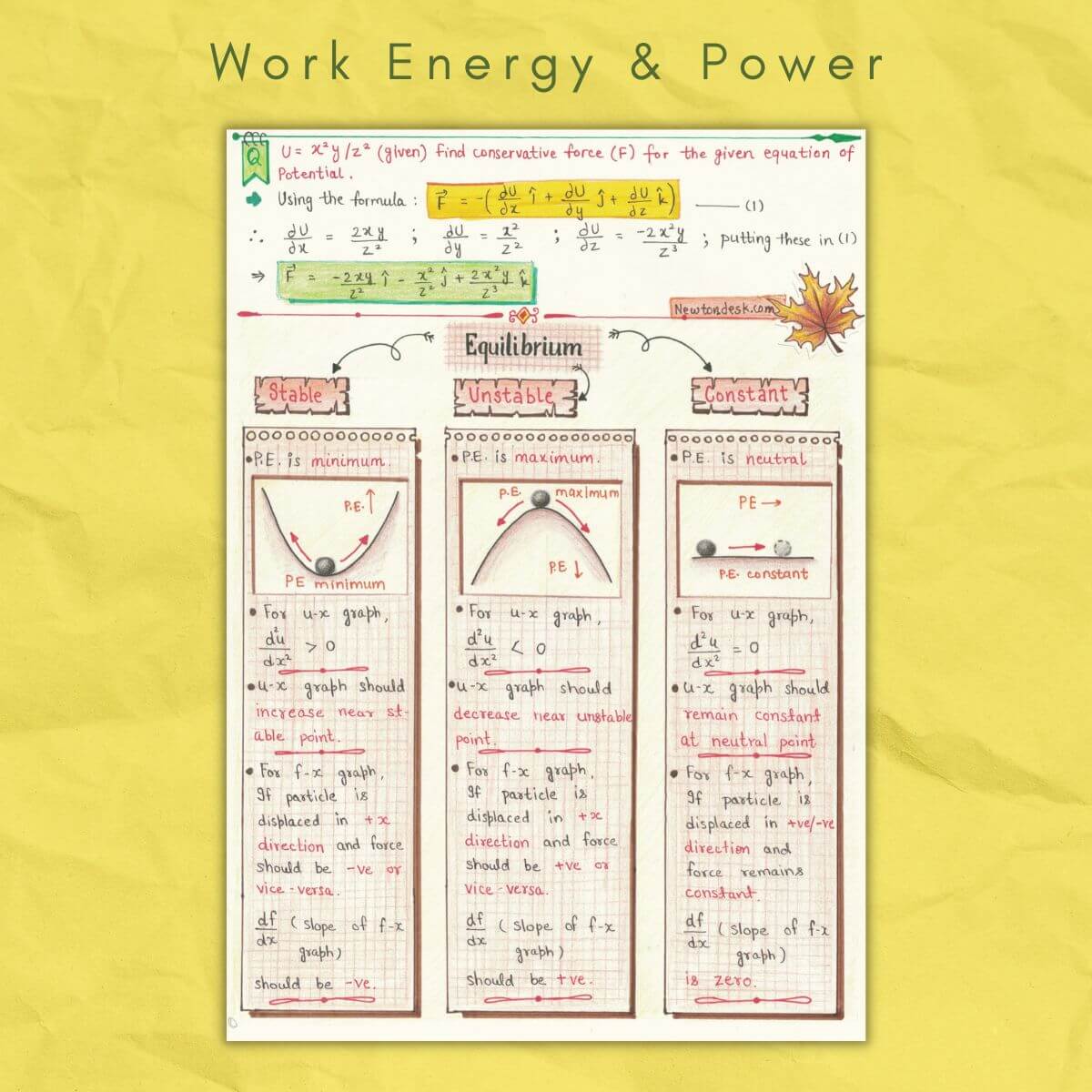 equilibrium in work energy power class grade 11 physics
