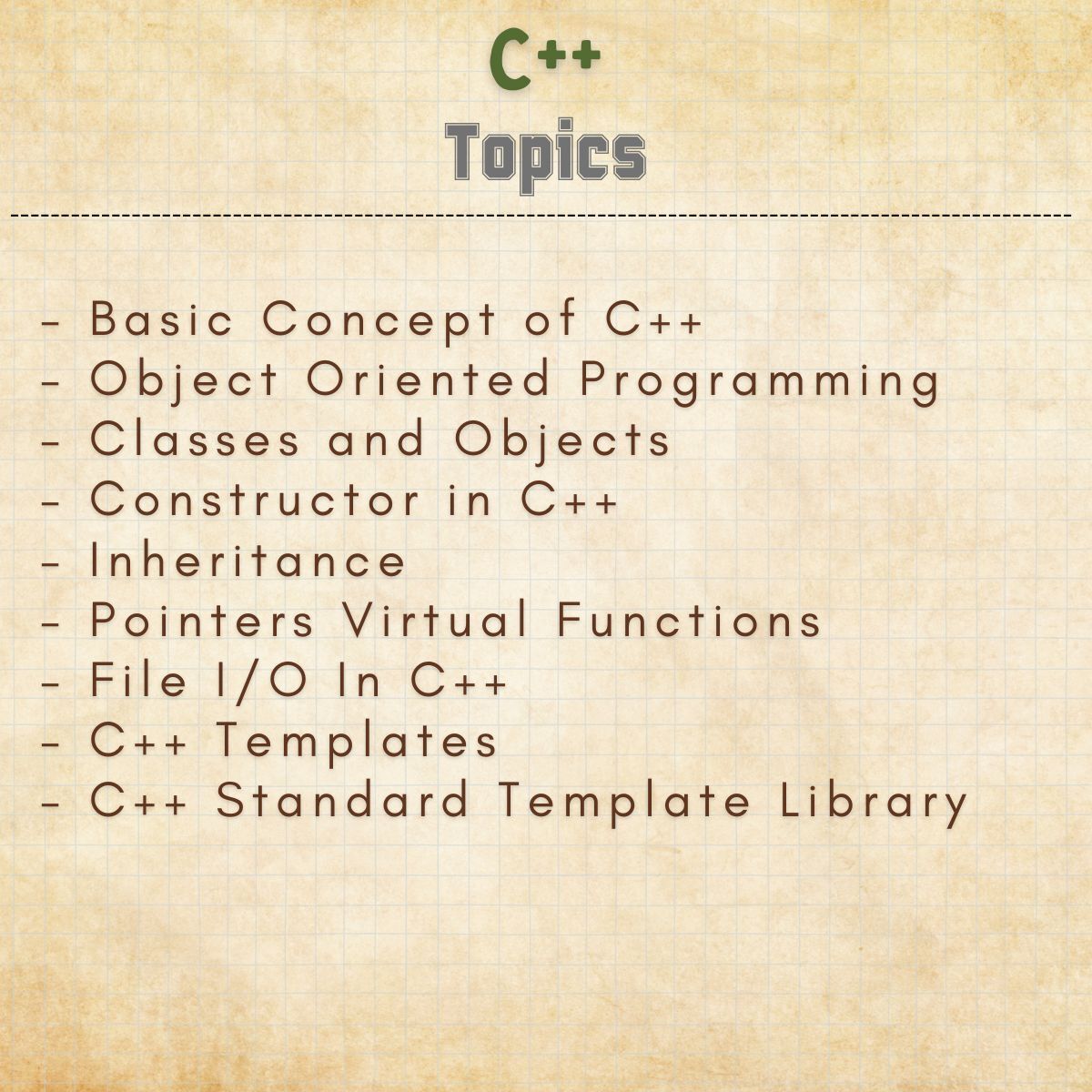 cpp c plus plus object oriented programing language handwritten notes topics index for computer science and IT gate exam preparation