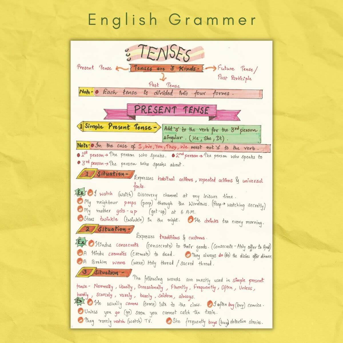 present tenses english grammar notes