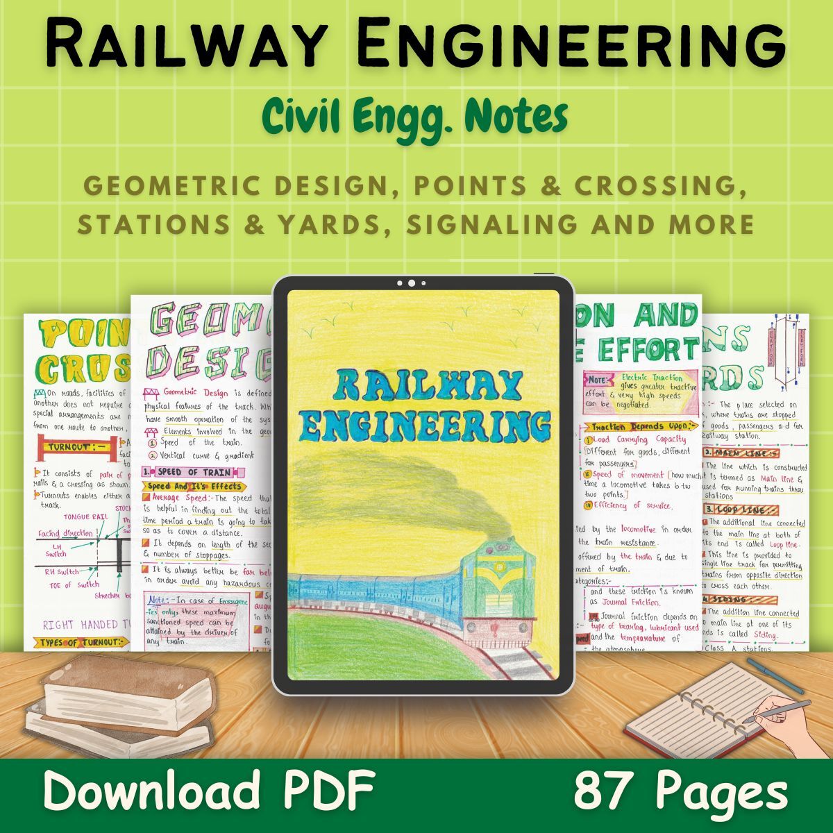 railway engineering handwritten notes pdf civil first front cover