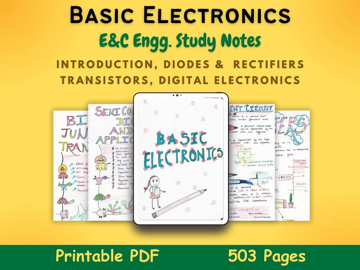 basic electronics study notes for electrical and computer science engineering with yellow background