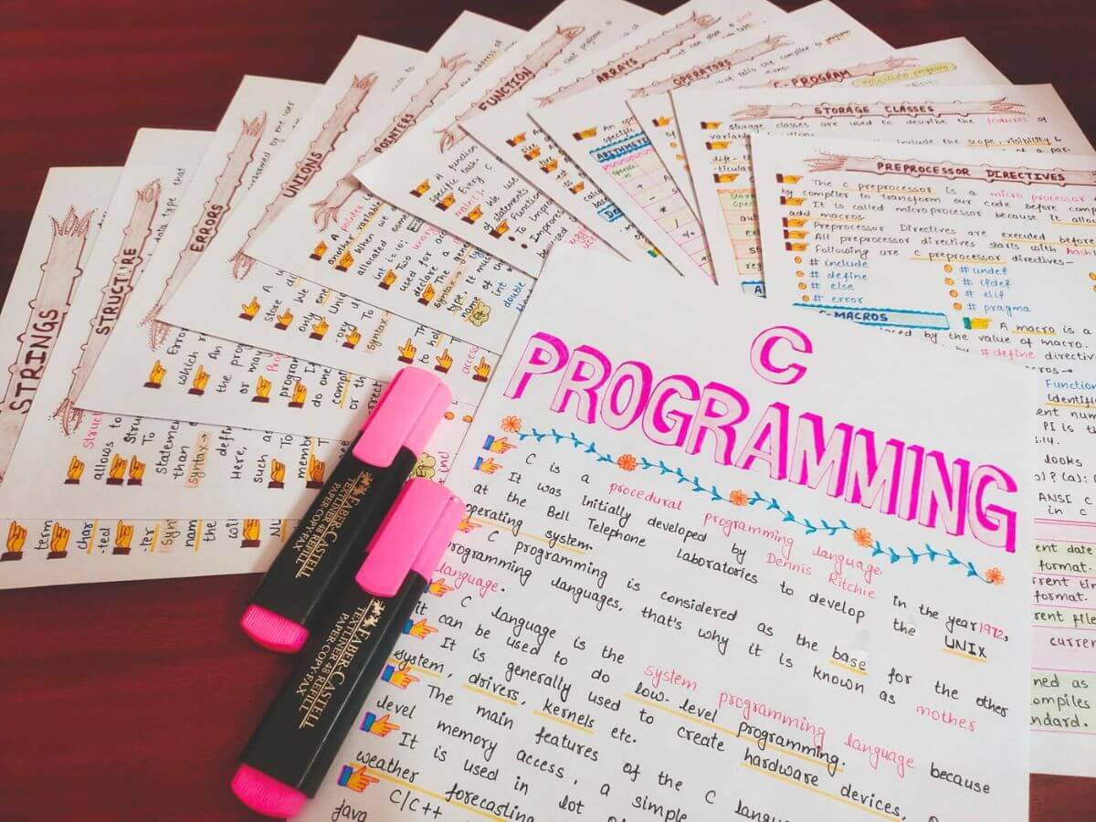 c programming heading on study notes clicked sample image