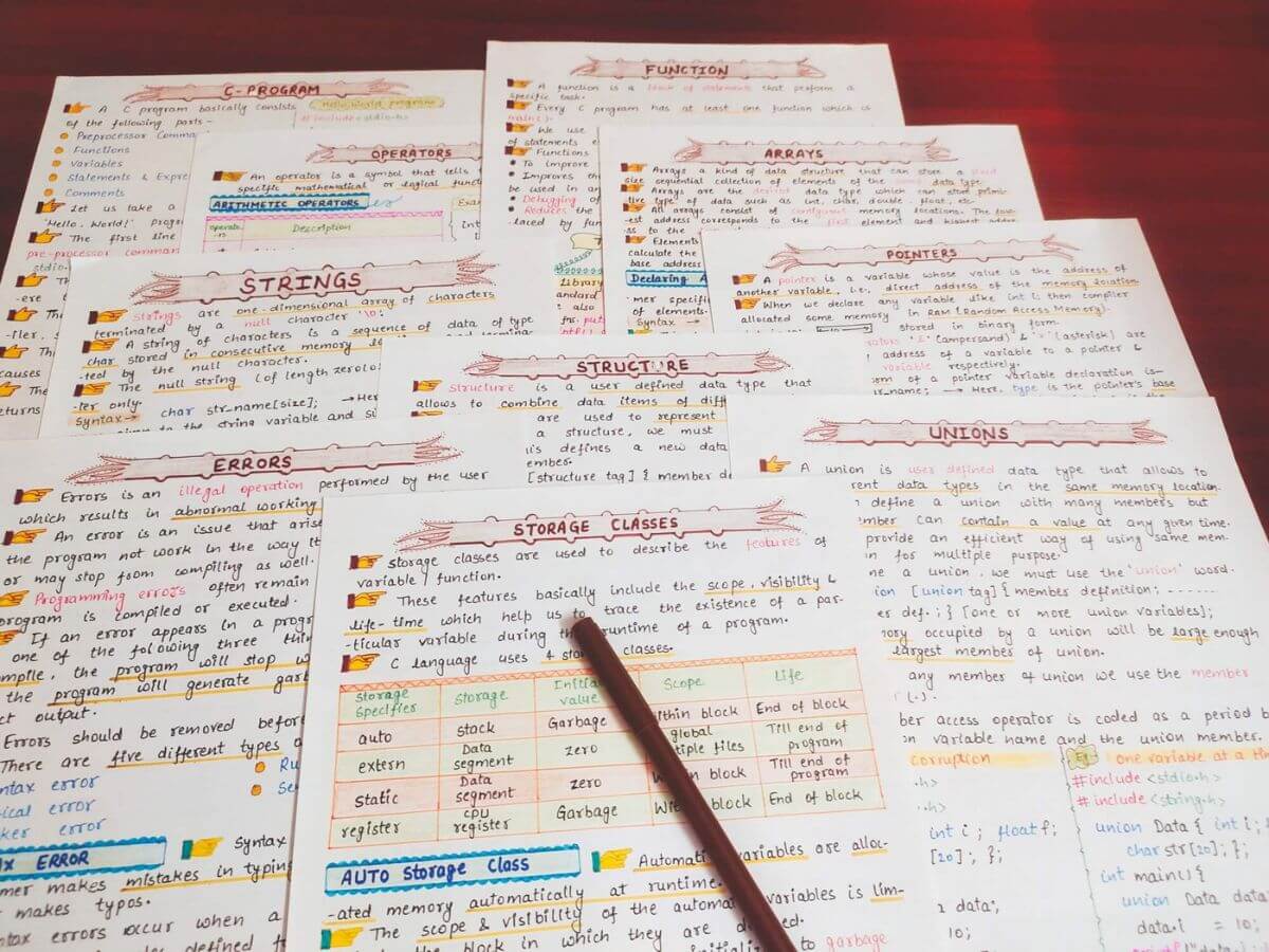 c programming language study notes clicked multiple sample image