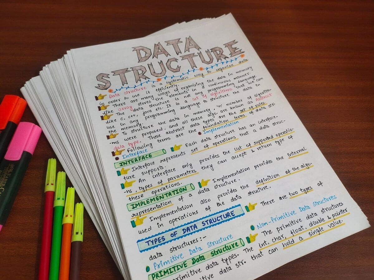 data structures heading written on study notes clicked sample image
