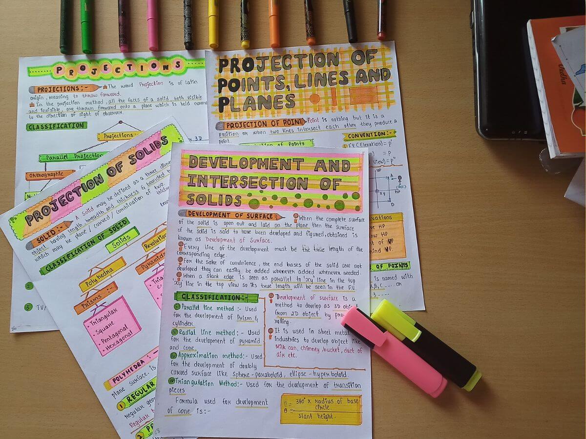 engineering drawing study notes projection topics clicked multiple sample image