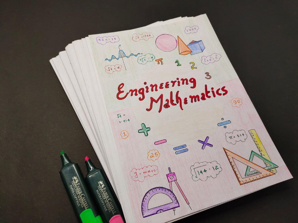 engg mathematics cover page study notes clicked sample image with black background