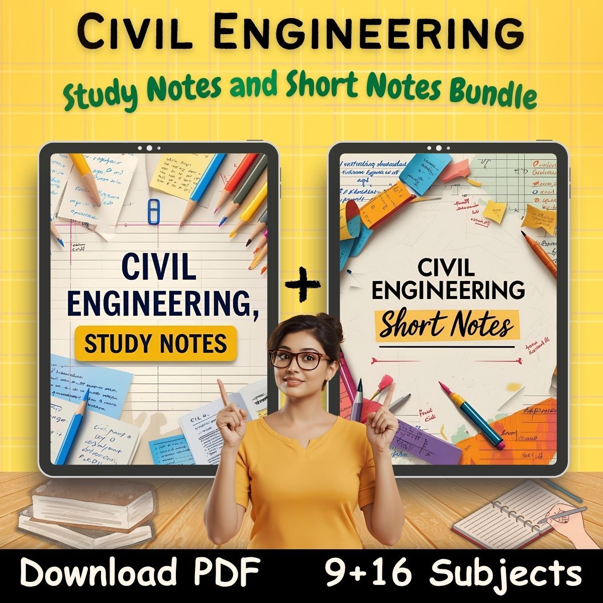 Civil engineering aesthetic short notes and study notes bundle pdf first or cover page