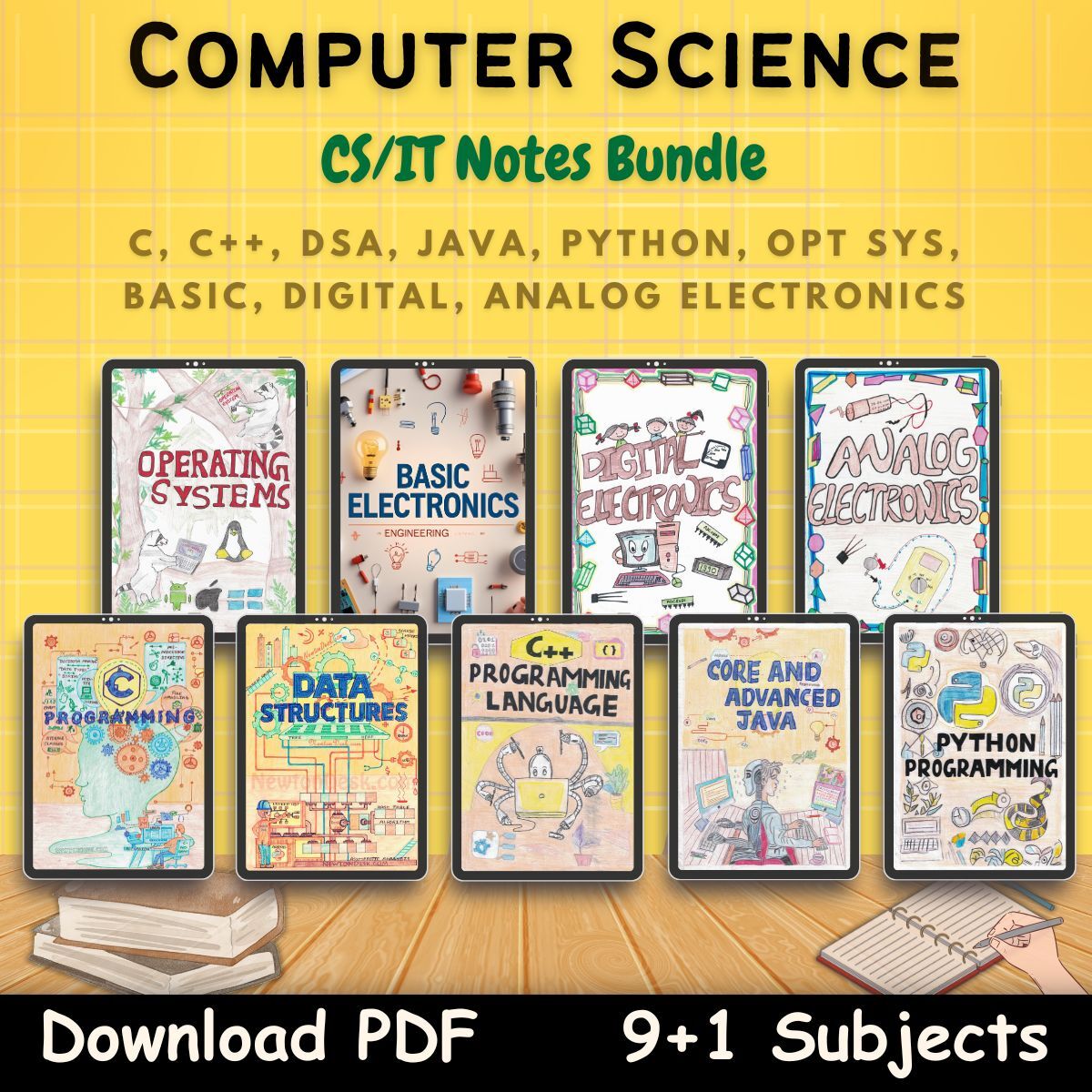 Computer Science programming and electronics notes Bundle first front cover